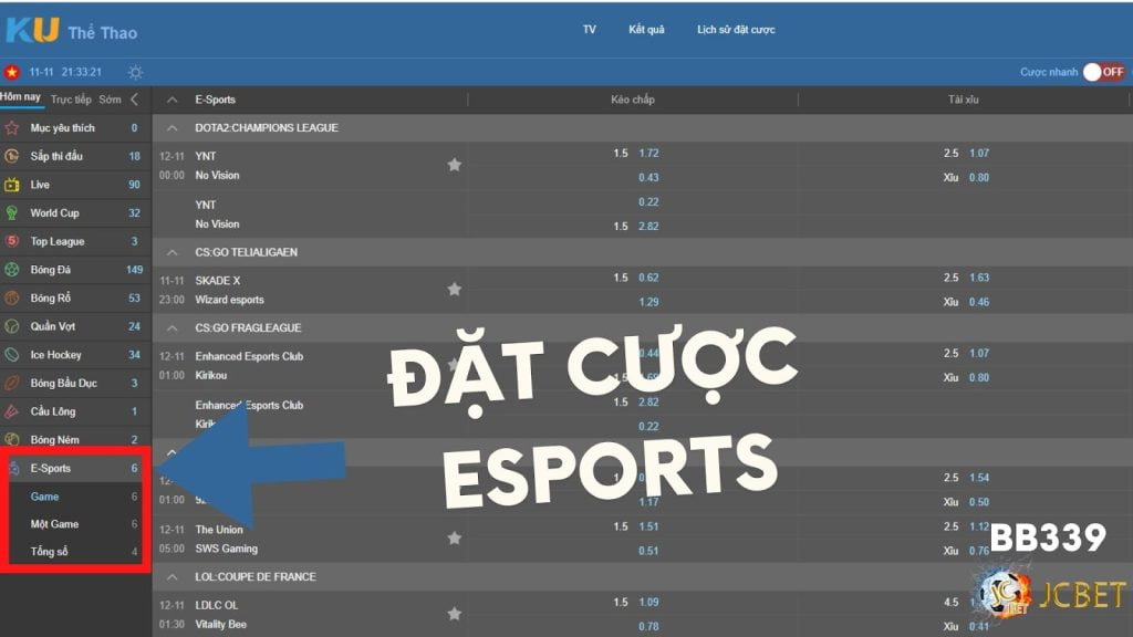  Đặt cược eSports